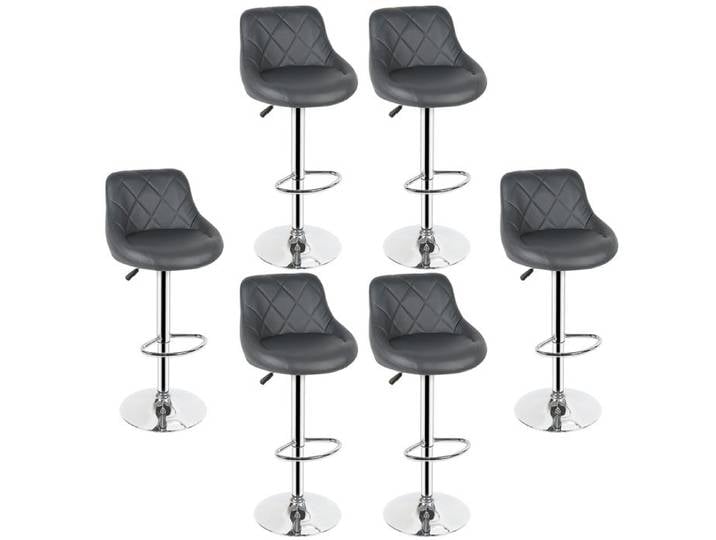 SUPFINE 6pcs Tabourets de Bar Chaises Haut Hauteur Réglable en PU Rotatif avec Repose-Pied pour Maison Bureau Bar Comptoir