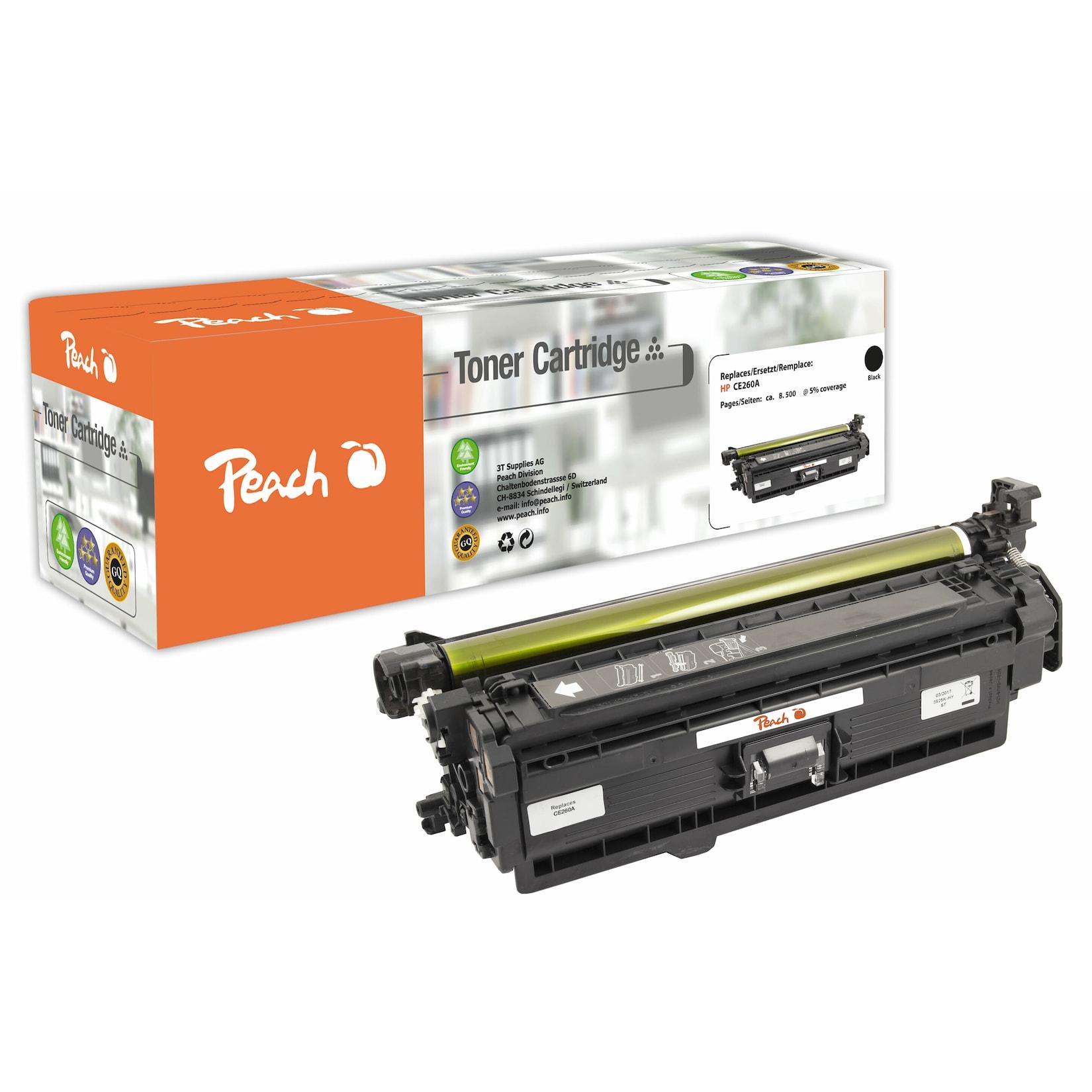 Peach HP 647 ABK Toner bk ersetzt HP No. 647A BK, CE260A für z.B. HP Color LaserJet CP 4500, HP Color LaserJet CP 4520 dn (wiederaufbereitet)
