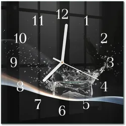 WANDUHR aus Glas 30x30 cm - Wasser