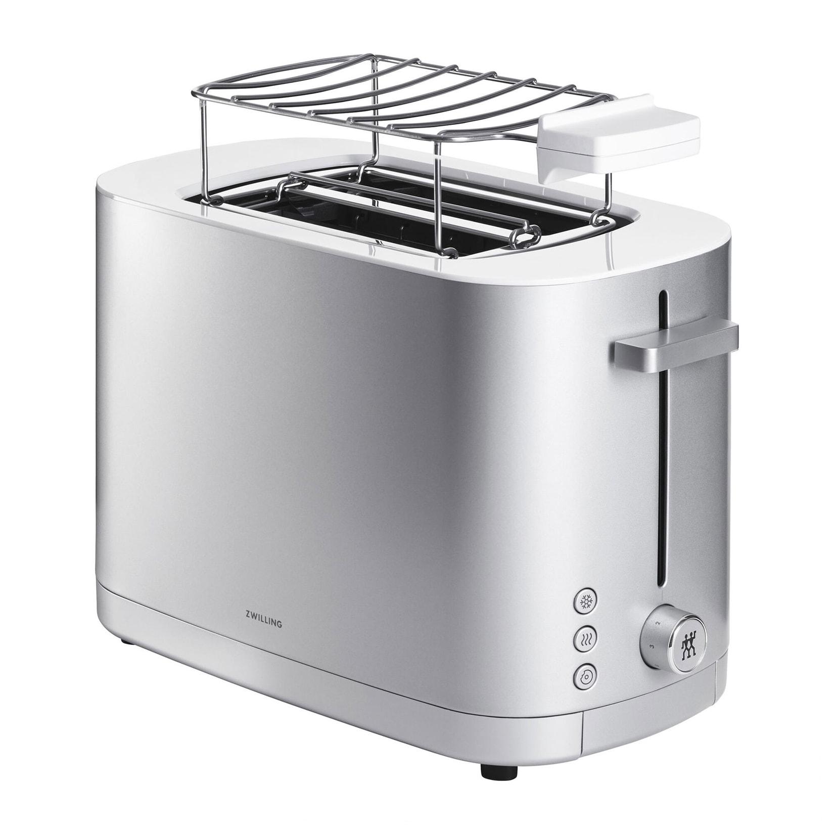 ZWILLING 1005777 Enfinigy Toaster (2 Scheiben, 1000 W, Stahl, Silber, Brötchenaufsatz, Auftaufunktion, Aufwärmfunktion)