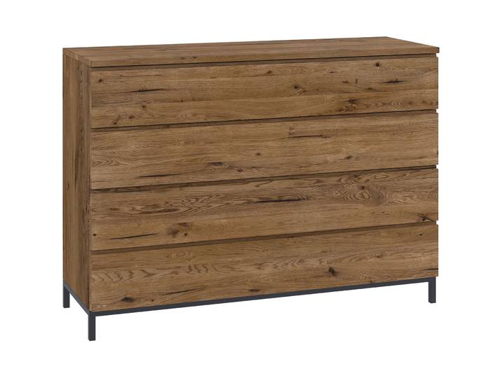 Kommode Holz Werk Natur, Schwarz Sumpfeiche Massivholz B 120 H 89 cm - Kommode