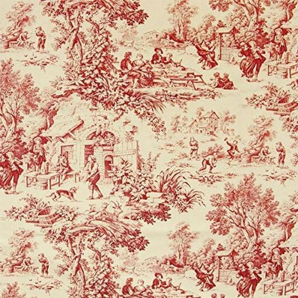 Decoratieve Katoen Stof voor Meubels Bekleden - Roest Rood - Breedte: 140 cm