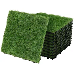 ML-Design Kunstrasen Fliesen 30x30 cm/33 Stücke=3m2, Bodenbelag mit Klicksystem und Drainage, UV-Beständig, Kunststoffrasen Künstlicher Rasen