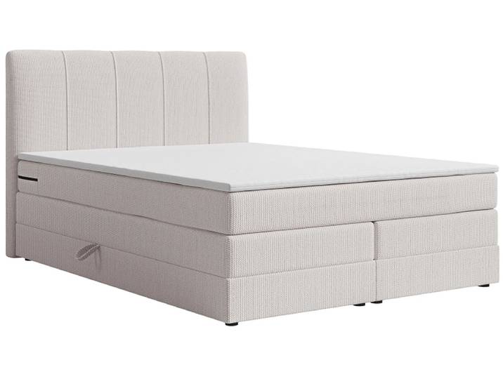 Boxspringbett HELENE beige 180x200cm halbfest