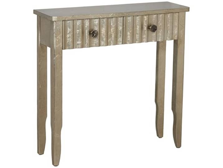 DRW Konsolentisch mit 2 Schubladen aus Holz in Champagner, 80 x 25 x 78 cm