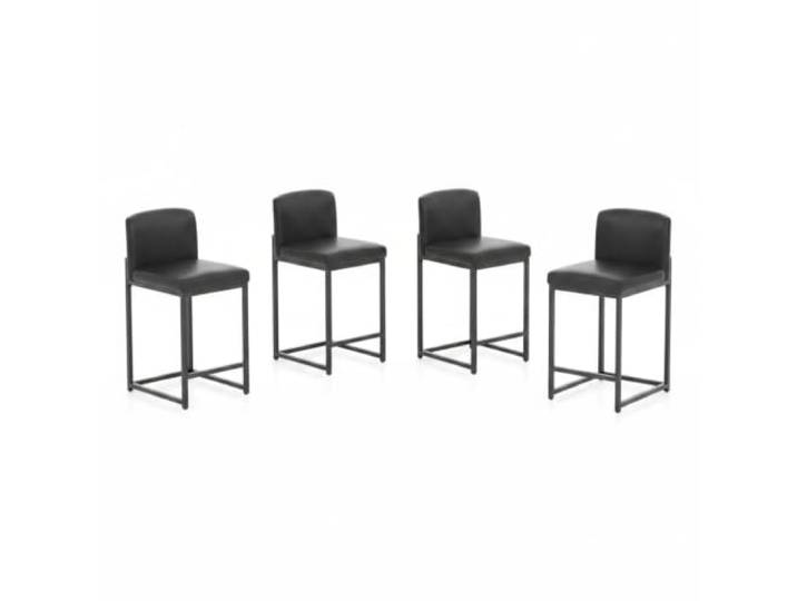 IDEALHOUSE Moderne Barhocker, Sitzhöhe 63 cm, PU-Kunstleder 4er Set Schwarz Bar Stools mit Rückenlehne & Fußstütze, Stabiles Metallgestell Ergonomische Rückenlehne, Pflegeleicht, bis 300 lbs pro Hocker