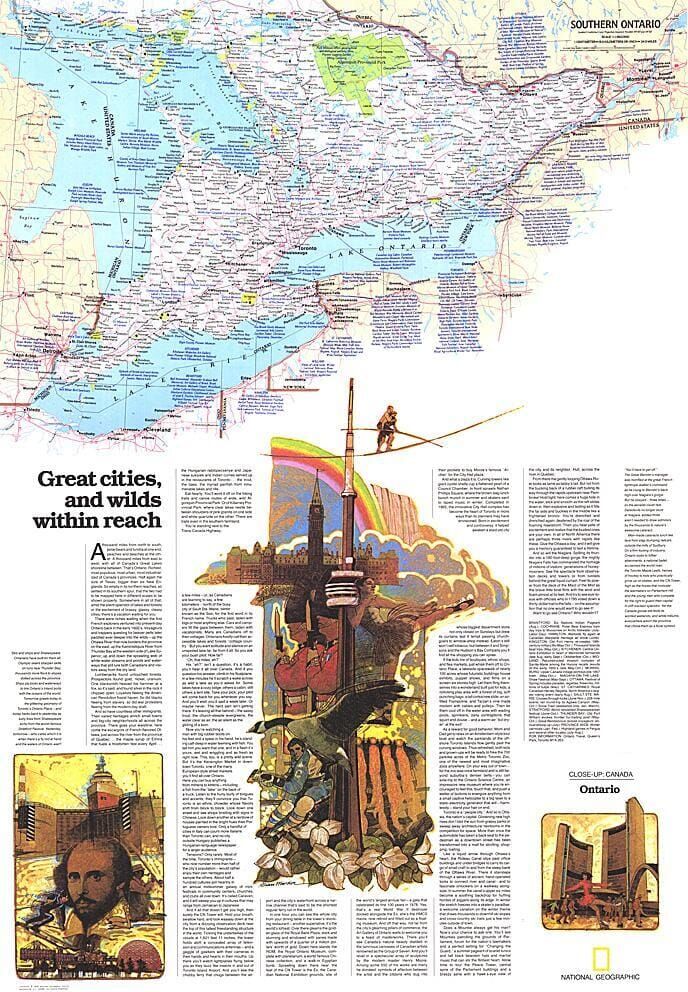 National Geographic Historic POD 1978 Ontario Great Cities Wilds Within Reach (carte)