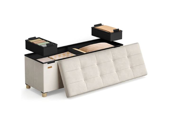 Aufbewahrungshocker SONGMICS 38x110x40cm edelstahl beige