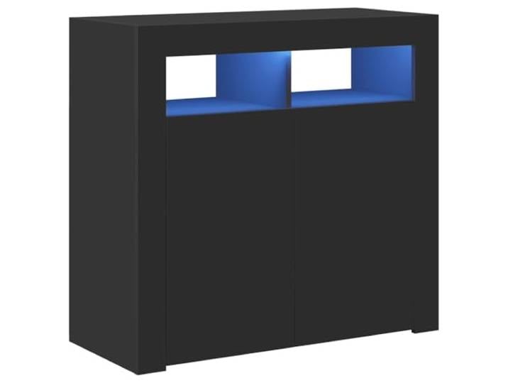 vidaXL Sideboard mit LED-Leuchten Kommode Anrichte Schrank Beistellschrank Mehrzweckschrank Standschrank Flurschrank Schwarz 80x35x75cm