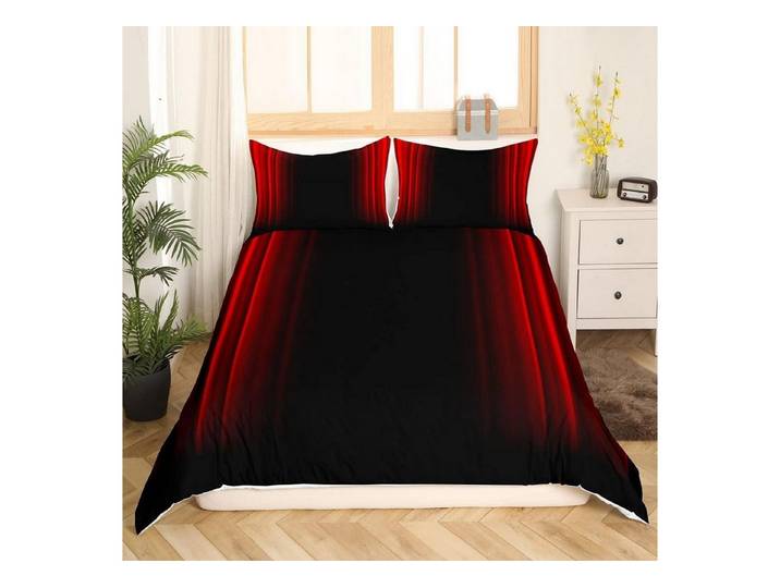 LuxusKollektion Jugendbettwäsche Bettwäsche 135x200 Geometrisch Rot/Schwarz