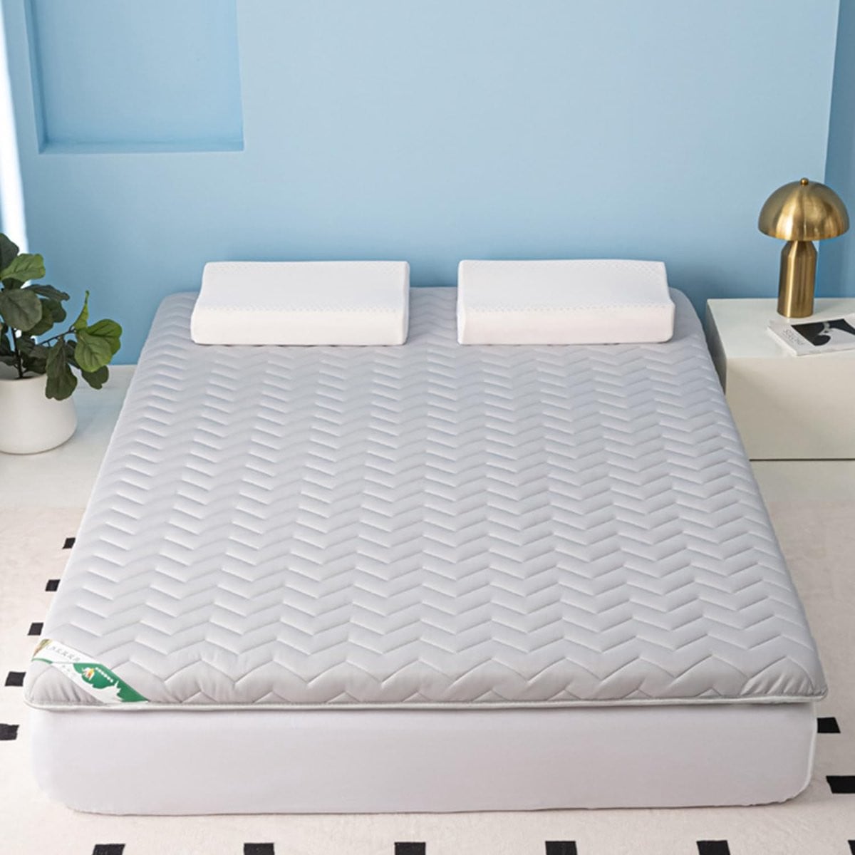 Japanse Futon Matras Grijs - Opvouwbare Tatami Matras Topper - B/D: 130 x 190 cm