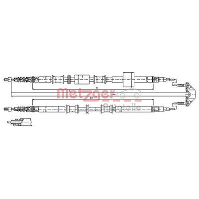 Metzger Autoteile Handbremsseil hinten links+rechts [Hersteller-Nr. 11.5766] für Opel