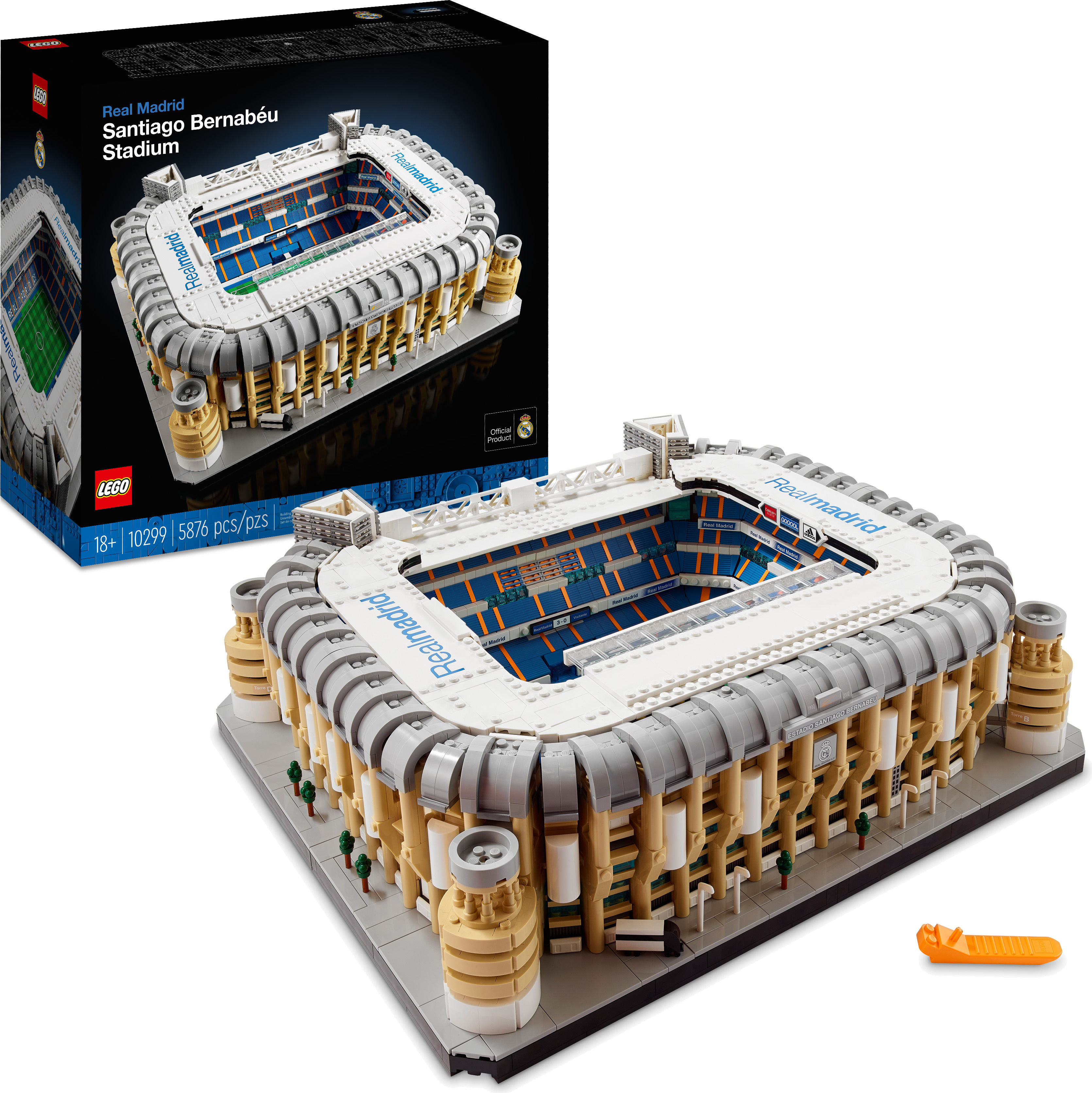 LEGO 10299 Icons Real Madrid - Santiago Bernabéu Stadion, Bausatz für Fußballstadion mit baubarem Bus, Modellbau für Erwachsene