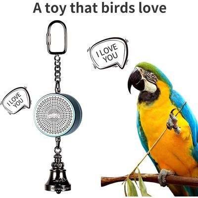 Inspired Finds Interactive Parrot Training Toy Voice Recording & Playback Bird Talking Coach With Chewing Bell blue