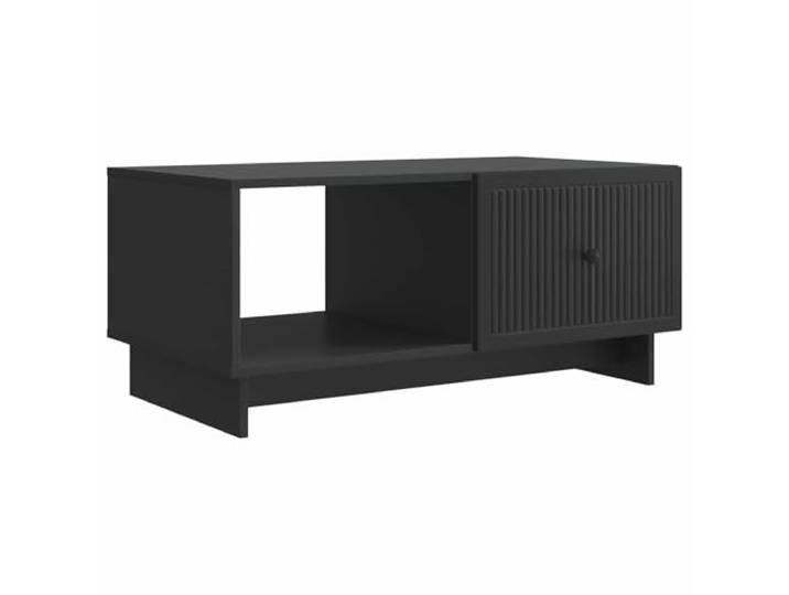 KKgypkn Couchtisch Schwarz 90 x 50 x 40 cm Holzwerkstoff Retro-Design, Metallgriffe, 90°-Pendeltür, Stauraum, pflegeleicht