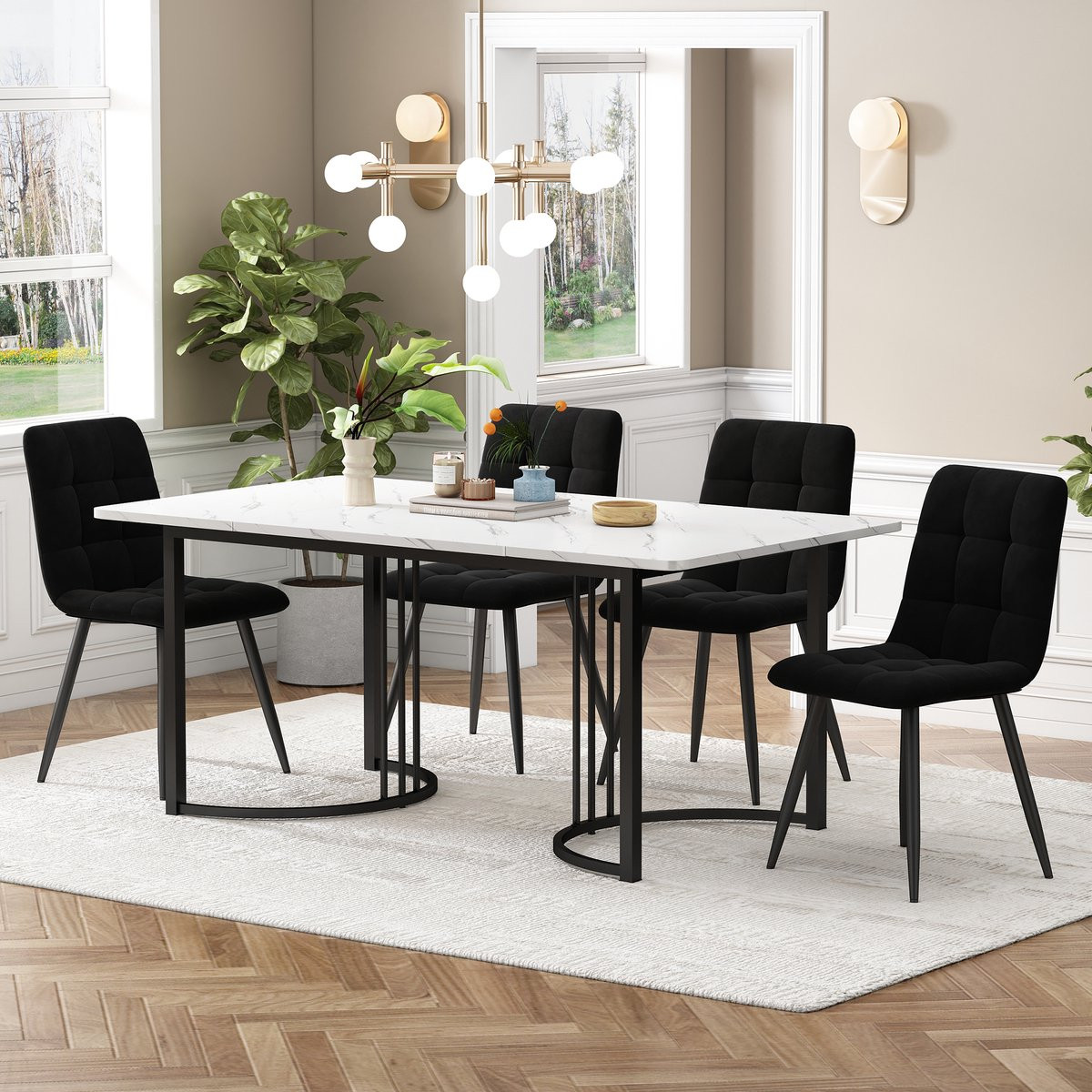 Merax Eetkamer set 5-delig met eettafel en 4 stoelen