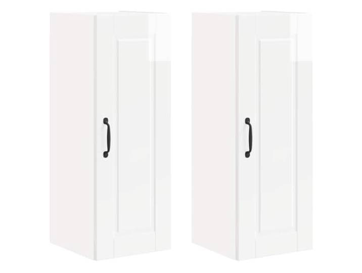 IBUQDDV Wandschrank Porto 2 STK. Hochglanz Weiß Holzwerkstoff Wandmontage, geräumige Fächer, Ablagen, Regalböden, Innenbereich, moderne Küche, Holzoptik