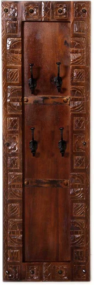 Pharao24.de Wandgarderobe aus Teak Massivholz Antik Finish