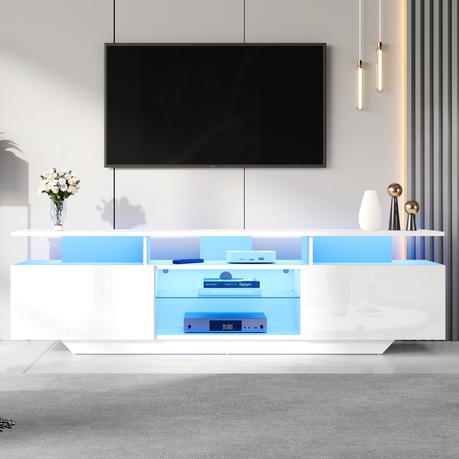 Rolipo TV-meubel met geïntegreerde LED-verlichting, 160 cm, Wit