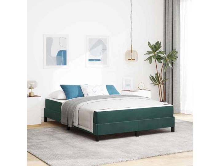 Stoffbezug Elegantes Design Boxspringbett Dunkelgrün 140 x 190 cm Boxspringbett mit Matratze Dunkelgrün 140x190 cm Stoff Polsterbett mit Taschenfederkern Lattenrost Doppelbett Schlafzimmer