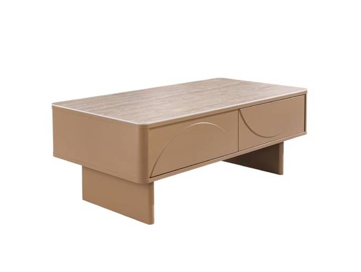 Riess Ambiente Couchtisch Savoy - 120x60cm - beige Greige travertin lackiert, Als Beistelltisch nutzbar, gemütlicher Look, natürliche Optik, pflegeleichte Oberfläche, belastbar bis 30 kg