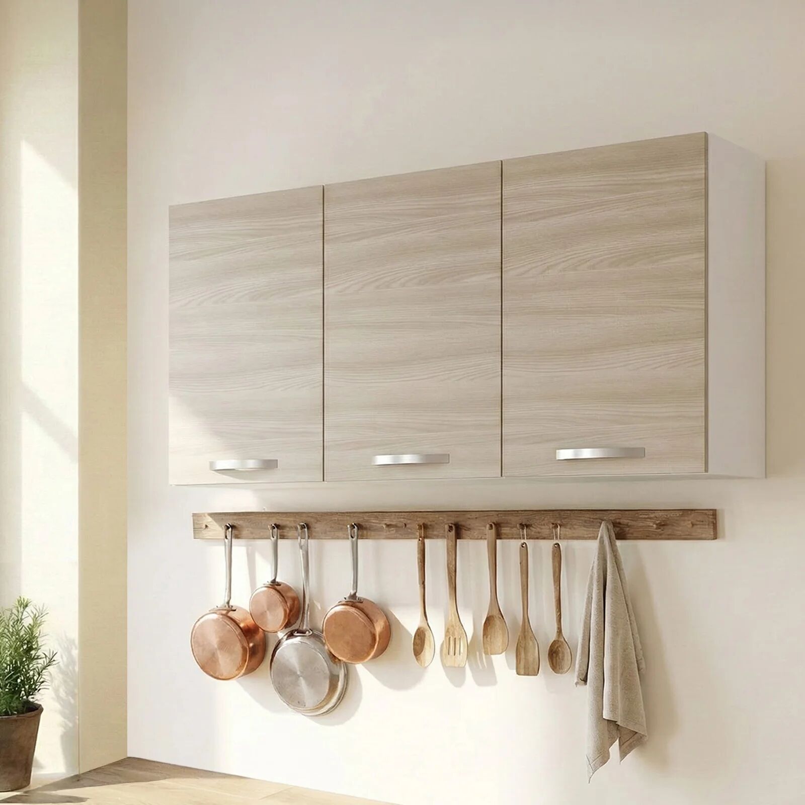 garneroarredamenti Set 3 pensili cucina 120x72hcm reversibili 3 ante rovere olmo Talise