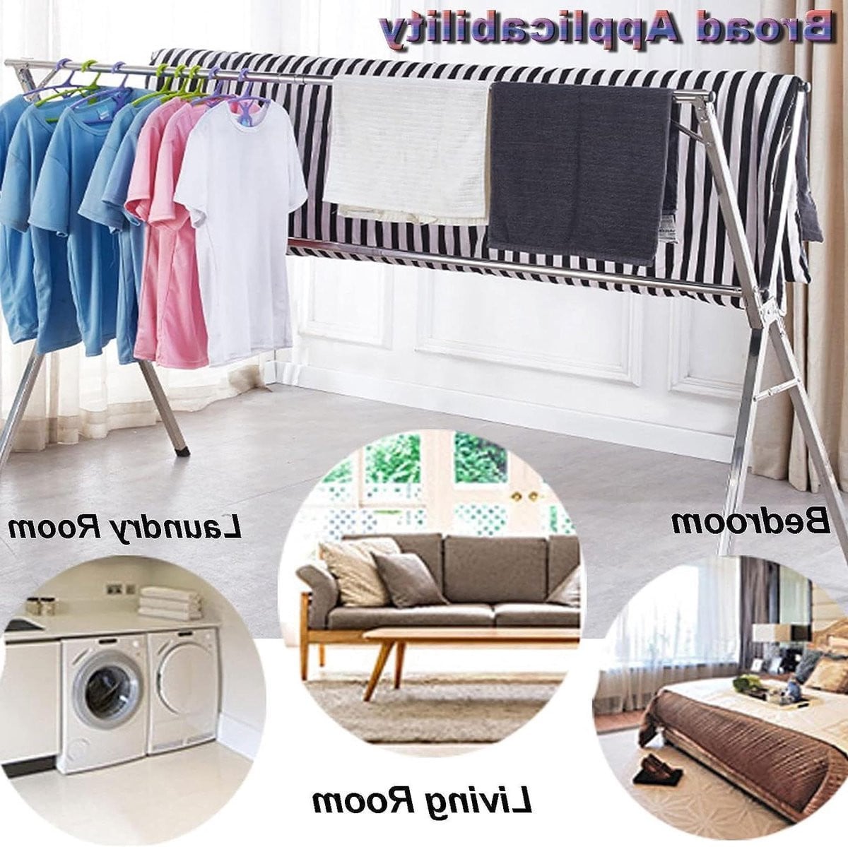 Opvouwbaar en verstelbaar droogrek voor kleding, 200 cm