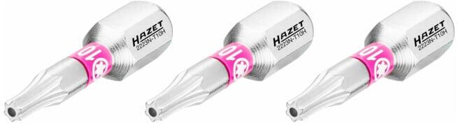 Embout-tournevis (bit) Hazet 2223N-T10H/3, hexagone massif 6,3 (1/4 pouce), profil TX « tamper résistant », T10H, nombre d'outils : 3 (2223N-T10H/3)