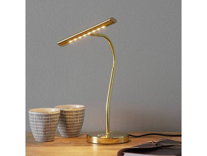 Trio Lighting LED Schreibtischlampe CURTIS, dimmbar, messing / gold, für Arbeitszimmer / Büro, Metall, Modern, LED Tischlampe