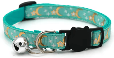 Inspire Curations LunaCharm Gold Star & Moon Adjustable Pet Collar green