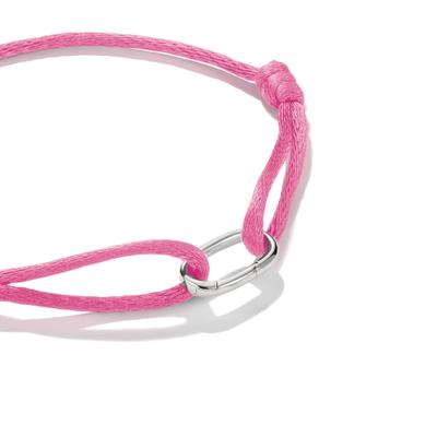 Charm-Armband THOMAS SABO "Textilarmband rosa - Connect" Gr. 24, pink (silberfarben, pink), Armbänder, Damen, 24, Metall Textil, Metall, Textil, Charm-Armband
