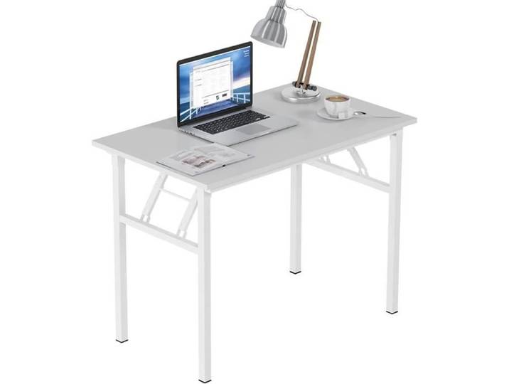 SogesHome Bureau d'ordinateur Pliant 100 x 60 x 75 cm Bureau PC Convient pour Bureau Table à Manger Table de Conférence Blanc