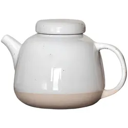 Kinta Steingut Teekanne SOFT XL – weiß glasiert mit Punkten – 1400 ml