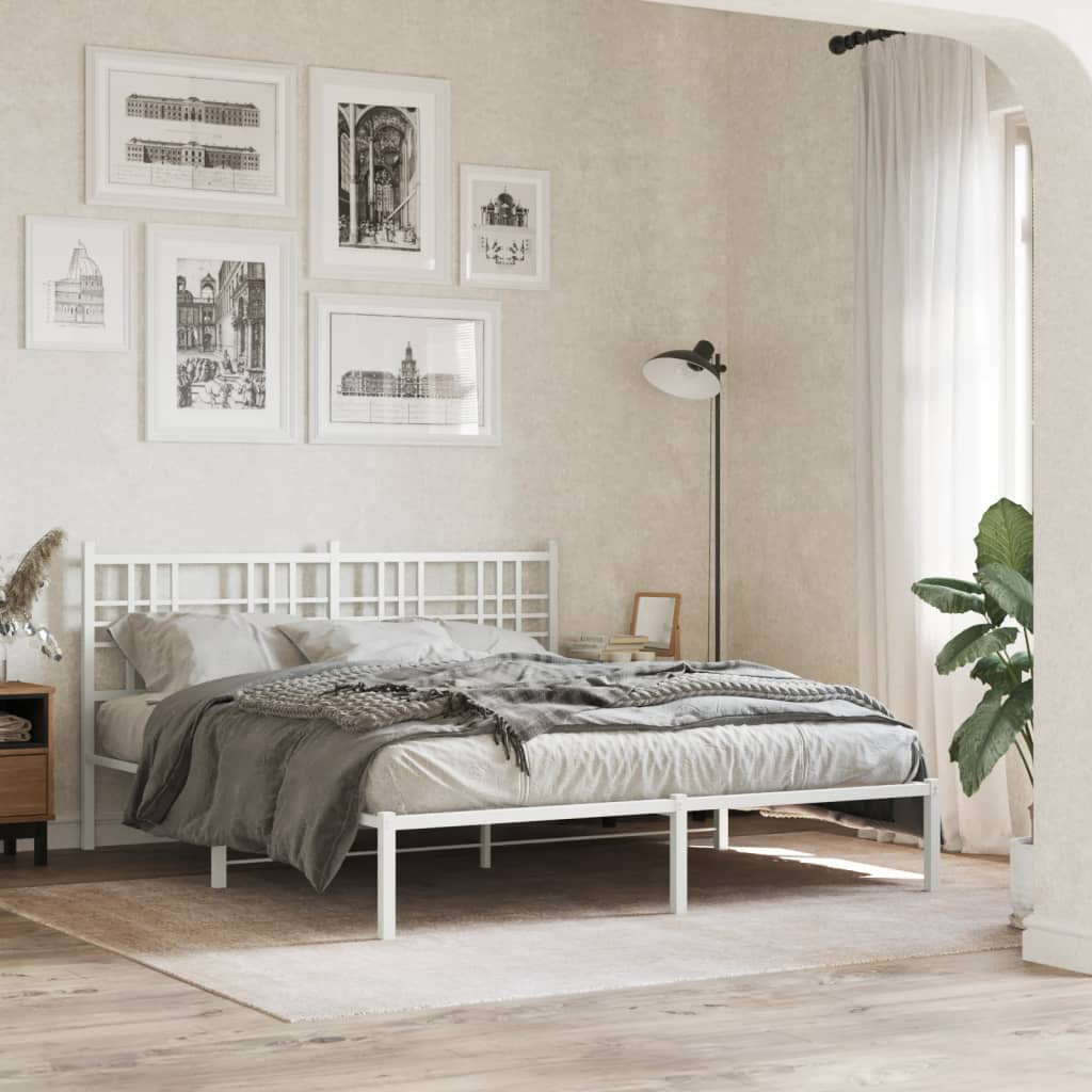 17 Stories Obara Metal Bed White King (5')