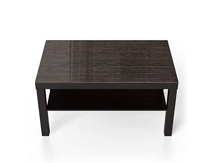 DEQORI Glastisch schwarz groß 90x50 cm Motiv Holz horizontal gemasert ausgefallener Beistelltisch aus Glas Hochglanz Couchtisch fürs Wohnzimmer moderner Couch Tisch mit Design