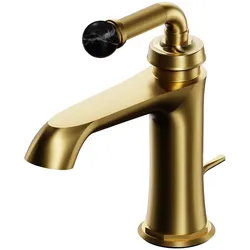 Steinberg Serie 355 Metamorphosis Waschtisch-Einhebelmischer, mit Ablaufgarnitur, Ausladung 130mm, 3551000BG, Farbe: Brushed Gold