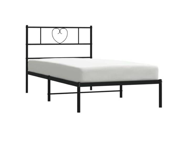 KTHLBRH Bettgestell mit Kopfteil aus Metall, schwarz, 100 x 190 cm Bettgestell aus Stahl, Latten im Lieferumfang enthalten, Bodenfläche 30 cm, robuste Konstruktion