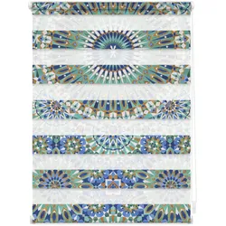 Lichtblick Duo Rollo Klemmfix, ohne Bohren, blickdicht, Orientalisches Muster - Blau Grün