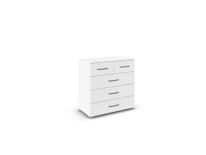 Rauch Möbel ADITIO, Kommode, Farbe Weiß, Breite 80 cm Sideboard im zeitlosen Stil, 5 Schubladen, Soft-Close-Funktion, für Schlafzimmer, Gästezimmer, Wohnzimmer, Garderobe, Flur