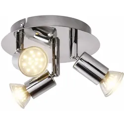 LED Deckenleuchte Badezimmerlampe Spotleuchte schwenkbar Deckenlampe chrom Flurleuchte, Metall, 3x 3W 3x250lm warmweiß, DxH 16 x 7,4 cm