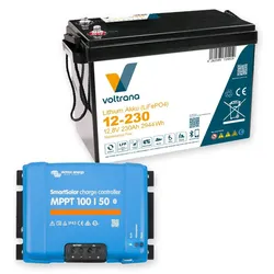Voltrana Solar-Set 12,8V 230Ah Lithium LiFePO4 Batterie mit Victron SmartSolar MPPT 100/50