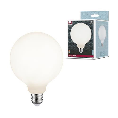 Paulmann Lampion Edition Filament LED Globe G125 Wit Glas, E27, 4,3W, 400lm, 3000K, Dimbaar, Diameter: 12,5 cm