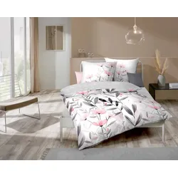 kaeppel Bettwäsche Satin Leafy Garden rosé 155x220 cm + 80x80 cm