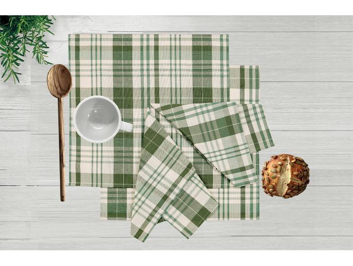 Stoffserviette OTTO HOME Candise , grün, B:50cm L:50cm, Obermaterial: 100% Polyester, Servietten, Stoffserviette, Check Muster