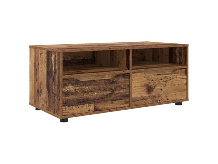 KUPTYERFG TV-Schrank Altholz 100x48x43 cm Lowboard Holzwerkstoff Kompaktes Lowboard für Wohnzimmer und Schlafzimmer mit Schublade und zwei offenen Fächern für Mediengeräte.