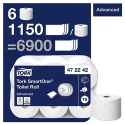 Tork Toilettenpapier »SmartOne®« T8 System 2-lagig - 6 Rollen weiß