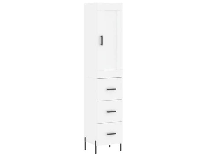 KGFHERENB Highboard Schrank Weiß 34,5x34x180 cm Holzwerkstoff Schlanker Beistellschrank für Wohnzimmer und Flur: Schafft ordentlichen Stauraum hinter der Tür und steht stabil.