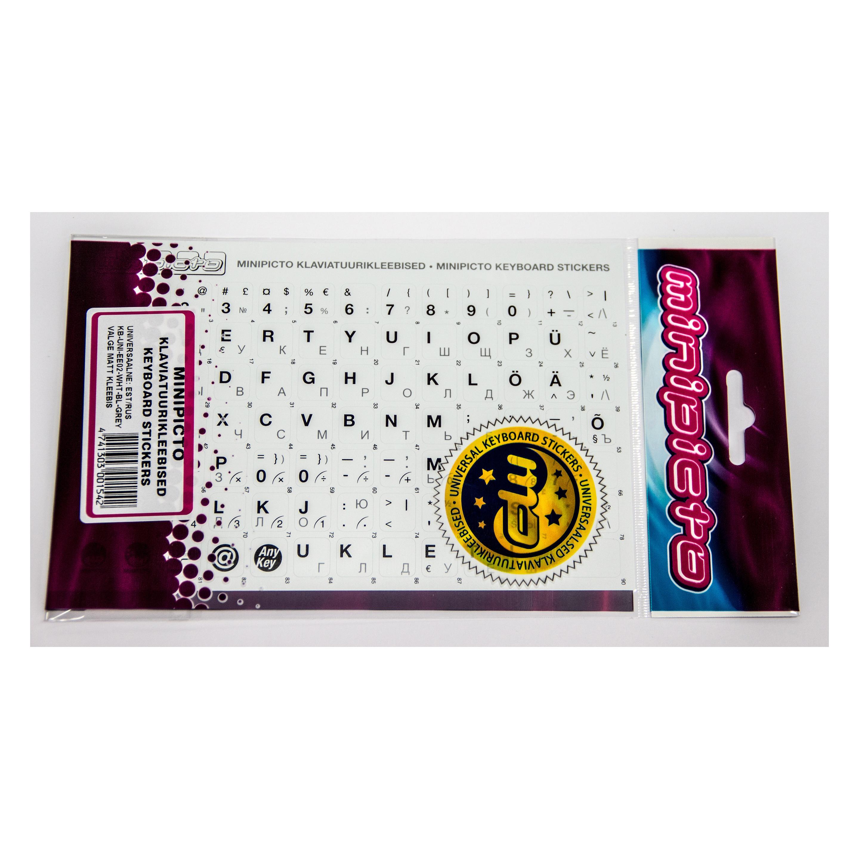 Minipicto keyboard stickers EST/RUS, black/white/grey (KB-UNi-EE02-WHTGRORA) (KB-UNi-EE02-WHTGRORA)