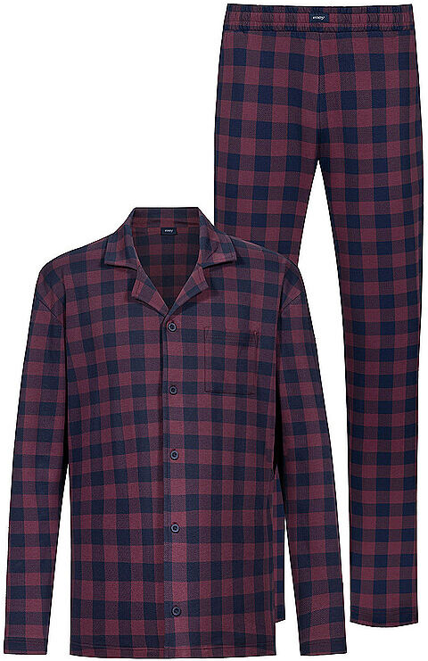 MEY Pyjama LUMBER GRID yacht blue dunkelblau   L L