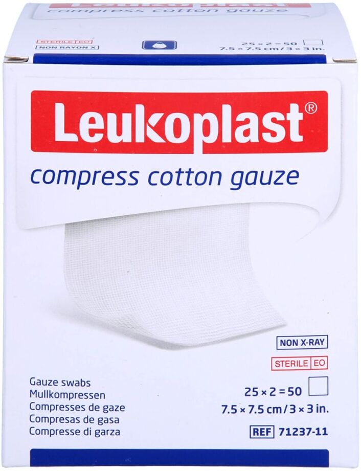 Leukoplast Compress Cotton Gauze St.7,5x7,5cm 12f 25X2stk